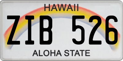 HI license plate ZIB526