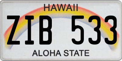 HI license plate ZIB533