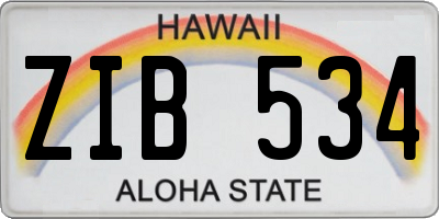 HI license plate ZIB534