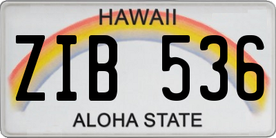 HI license plate ZIB536