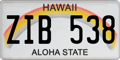 HI license plate ZIB538