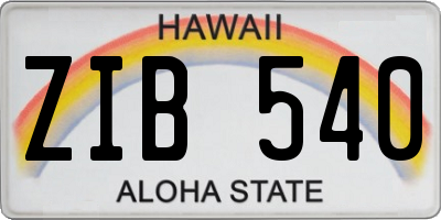 HI license plate ZIB540