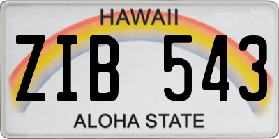HI license plate ZIB543