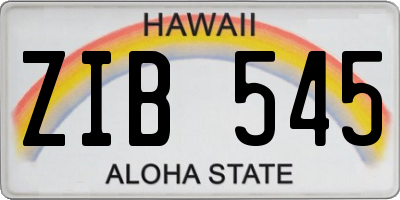 HI license plate ZIB545