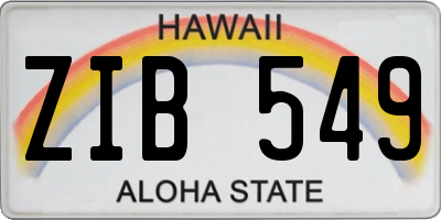 HI license plate ZIB549