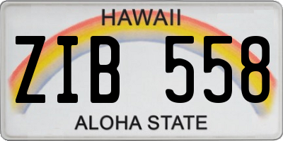 HI license plate ZIB558