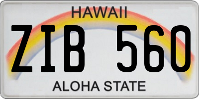 HI license plate ZIB560