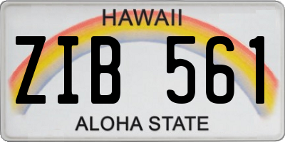 HI license plate ZIB561