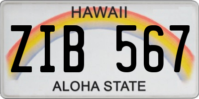 HI license plate ZIB567