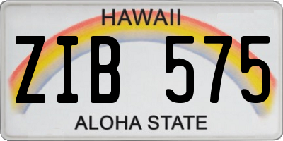 HI license plate ZIB575