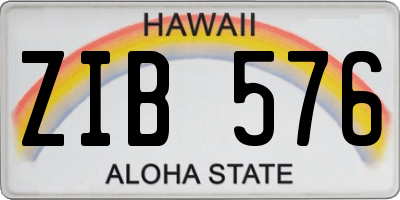 HI license plate ZIB576