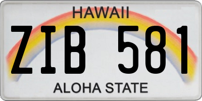 HI license plate ZIB581