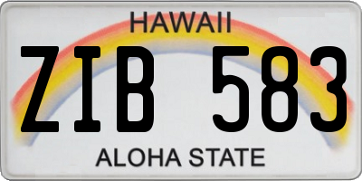 HI license plate ZIB583