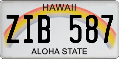 HI license plate ZIB587