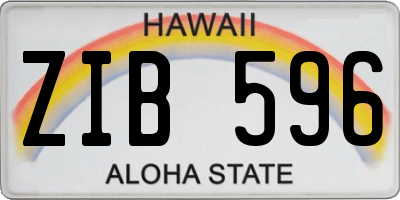 HI license plate ZIB596