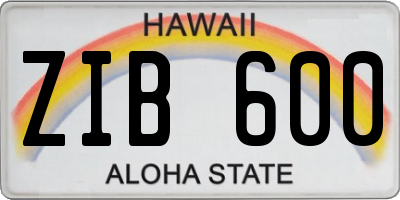 HI license plate ZIB600