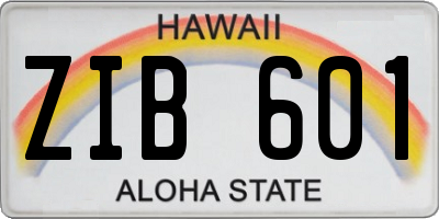 HI license plate ZIB601