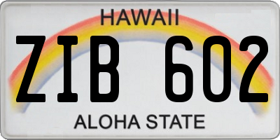 HI license plate ZIB602