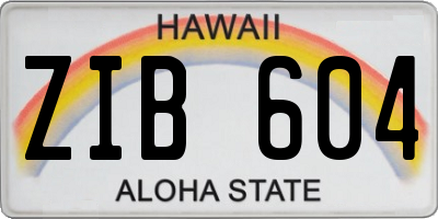 HI license plate ZIB604