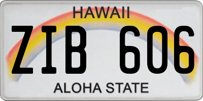 HI license plate ZIB606