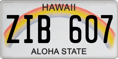HI license plate ZIB607