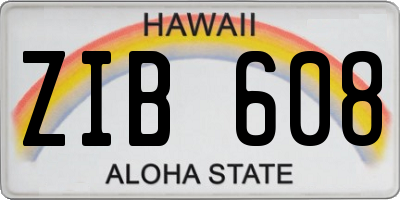 HI license plate ZIB608