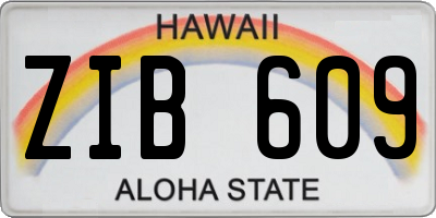 HI license plate ZIB609