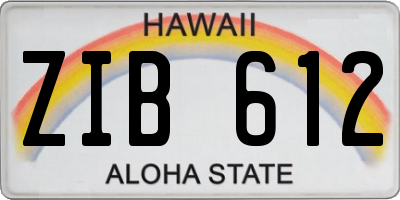 HI license plate ZIB612