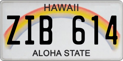 HI license plate ZIB614