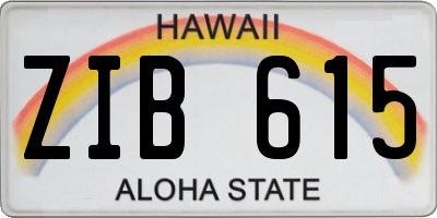 HI license plate ZIB615