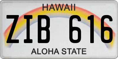 HI license plate ZIB616
