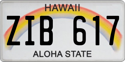HI license plate ZIB617