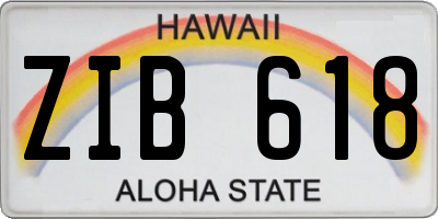 HI license plate ZIB618