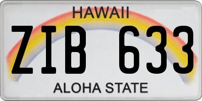 HI license plate ZIB633