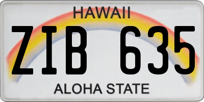 HI license plate ZIB635