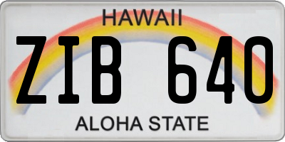 HI license plate ZIB640