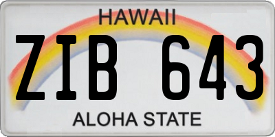 HI license plate ZIB643