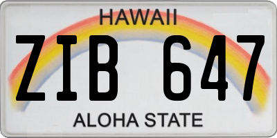 HI license plate ZIB647