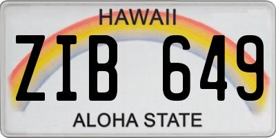 HI license plate ZIB649
