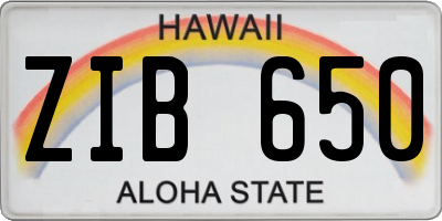 HI license plate ZIB650