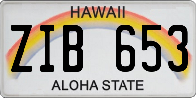 HI license plate ZIB653