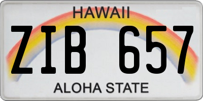 HI license plate ZIB657