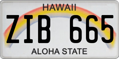 HI license plate ZIB665