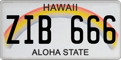 HI license plate ZIB666