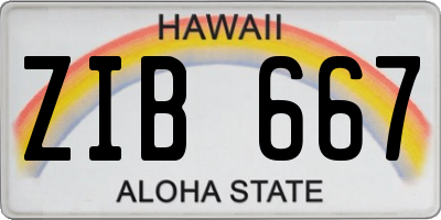 HI license plate ZIB667