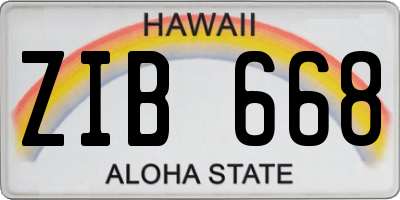 HI license plate ZIB668