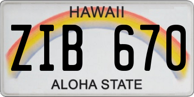 HI license plate ZIB670