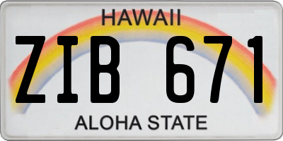 HI license plate ZIB671