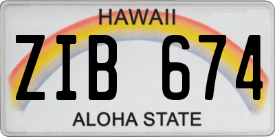 HI license plate ZIB674