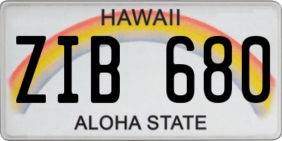 HI license plate ZIB680